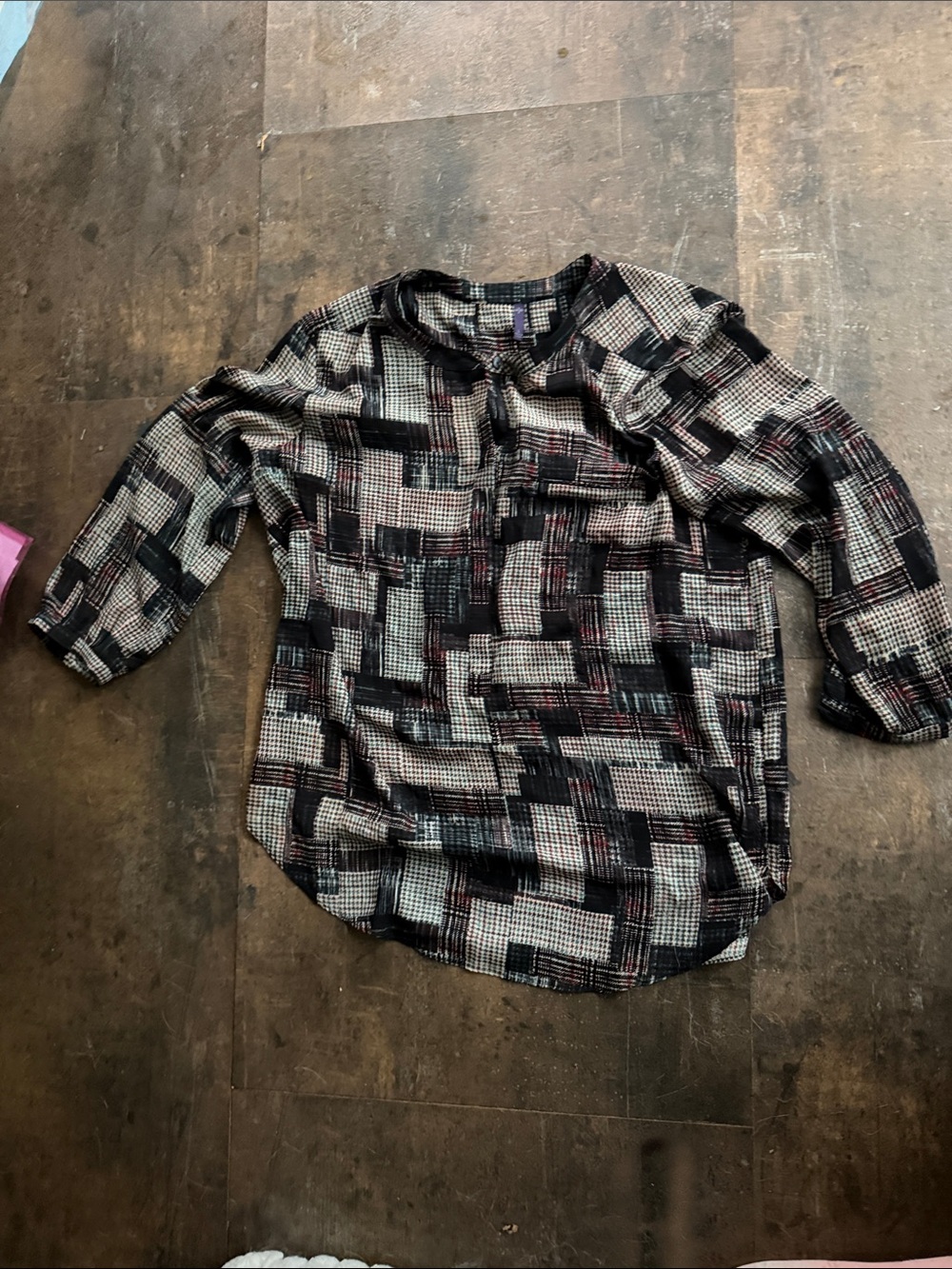 NYDJ Women's Plaid Blouse in Black, Gray and Red
